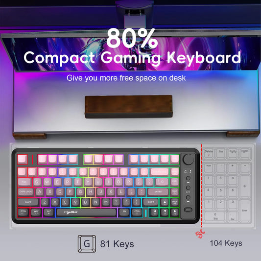 Hot Sale HXSJ L400 81-Key Ergonomic RGB Backlit Wireless Laptop Keyboard 3-Mode Gaming Portable Membrane New Condition