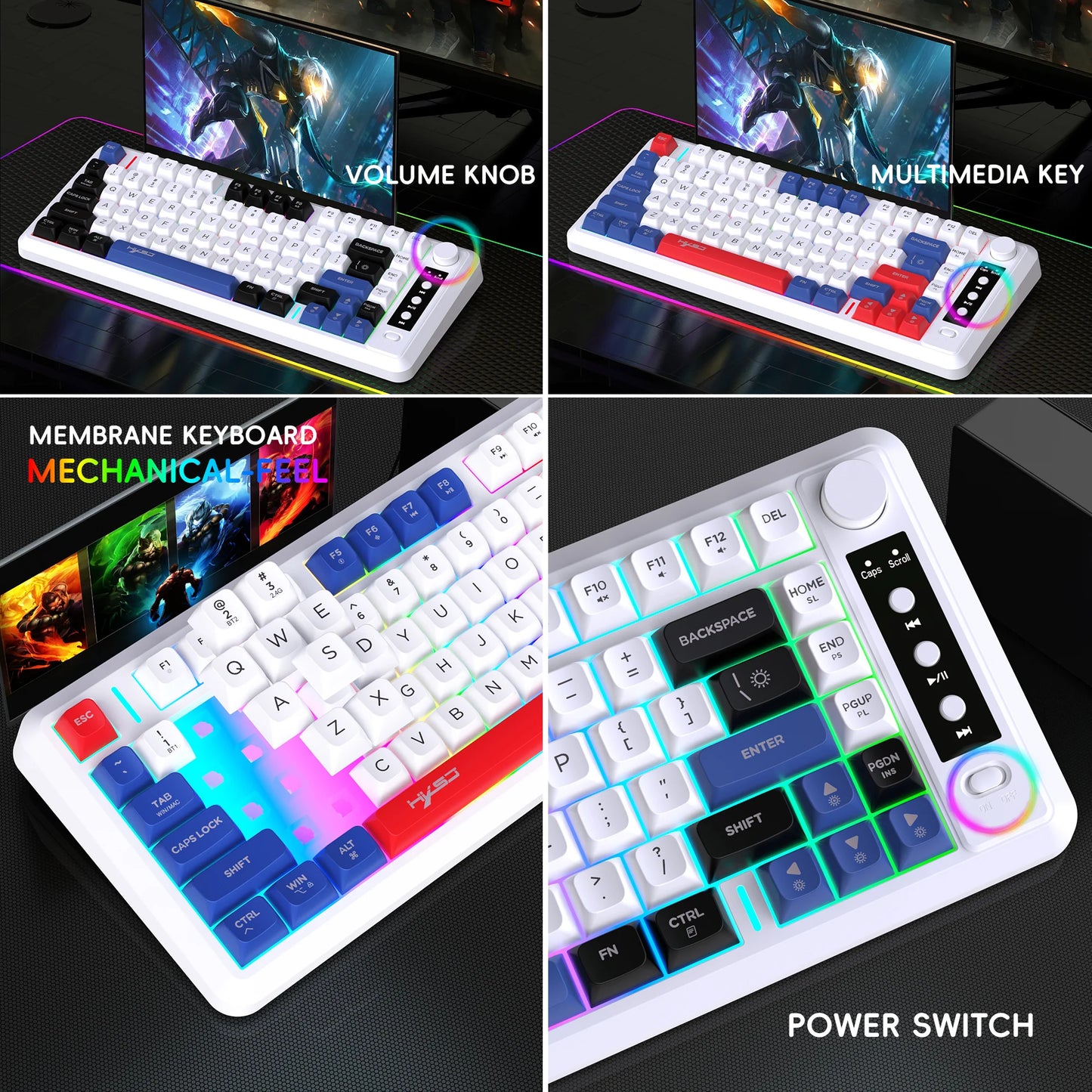 Hot Sale HXSJ L400 81-Key Ergonomic RGB Backlit Wireless Laptop Keyboard 3-Mode Gaming Portable Membrane New Condition
