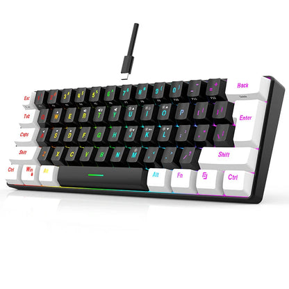 Factory Shipment 61 Keys Wired Mini RGB Luminous Game Mechanical Keyboard Business Office Portable Compact Computer Keyboard