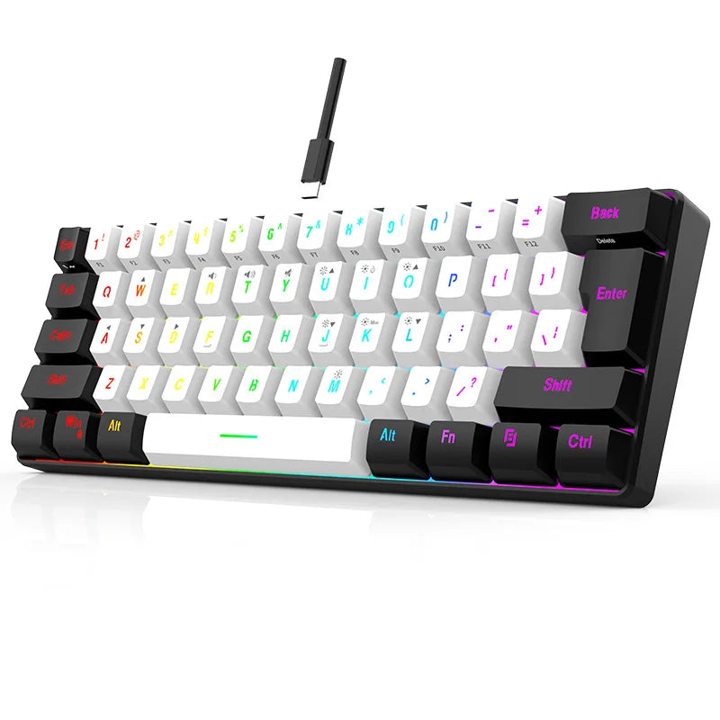Factory Shipment 61 Keys Wired Mini RGB Luminous Game Mechanical Keyboard Business Office Portable Compact Computer Keyboard