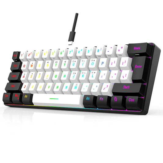 Factory Shipment 61 Keys Wired Mini RGB Luminous Game Mechanical Keyboard Business Office Portable Compact Computer Keyboard