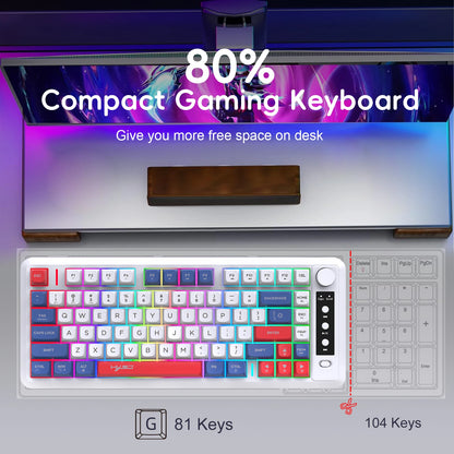 Hot Sale HXSJ L400 81-Key Ergonomic RGB Backlit Wireless Laptop Keyboard 3-Mode Gaming Portable Membrane New Condition