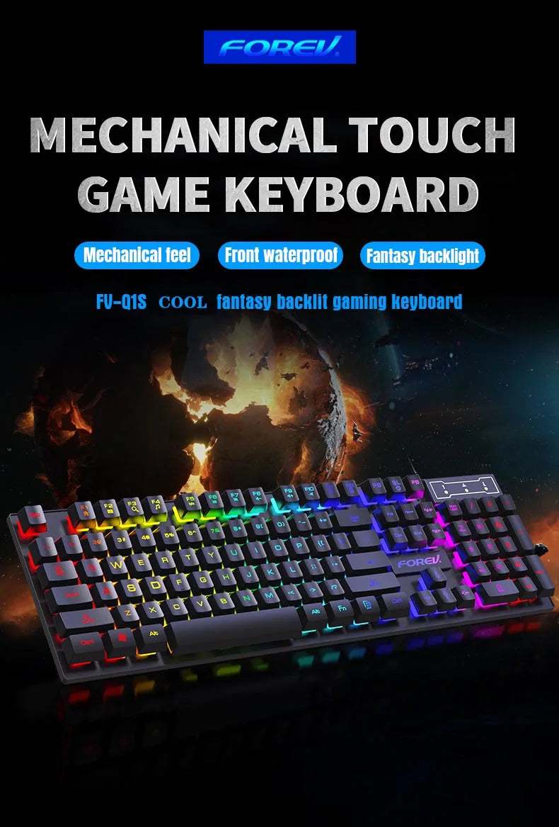 104 Keys Wired Gaming Keyboard Color Matching Backlit Mechanical Feel Programmable Floating Cap Key Computer E-sports