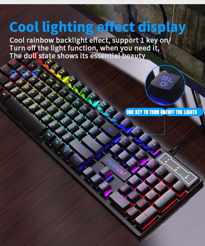 104 Keys Wired Gaming Keyboard Color Matching Backlit Mechanical Feel Programmable Floating Cap Key Computer E-sports