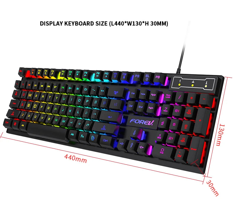104 Keys Wired Gaming Keyboard Color Matching Backlit Mechanical Feel Programmable Floating Cap Key Computer E-sports