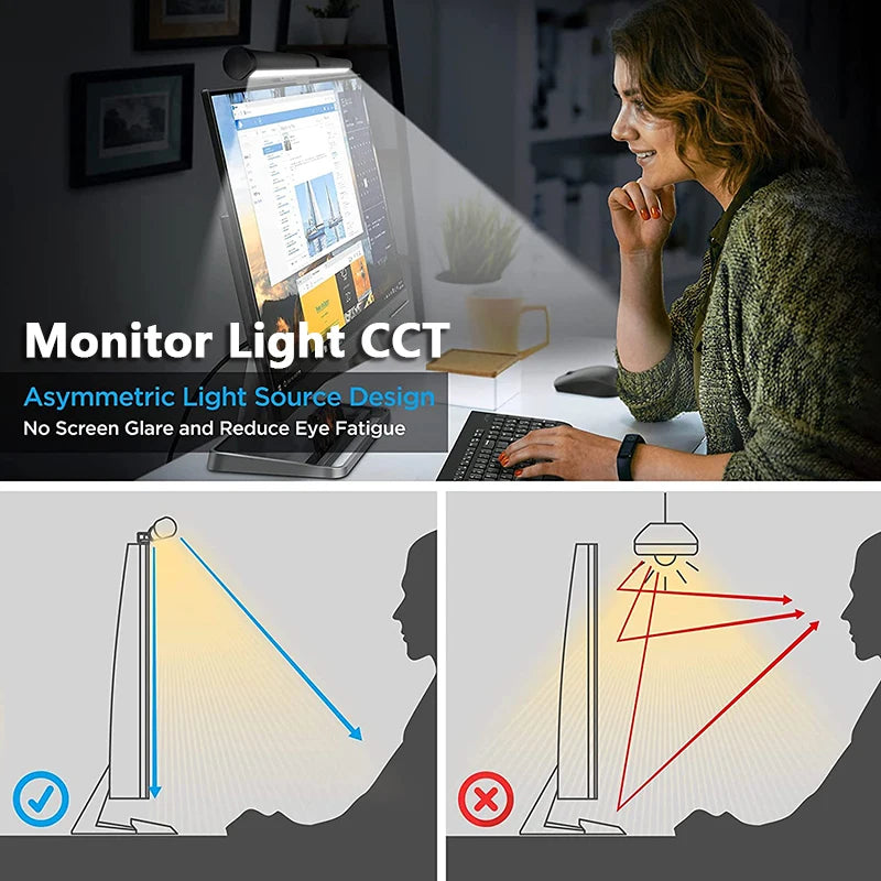 LED Monitor Light Bar Computer Screen Hanging Lights RGB  Atmosphere Table Lamp For Work Study Read Gaming Dimming Lighting 44cm