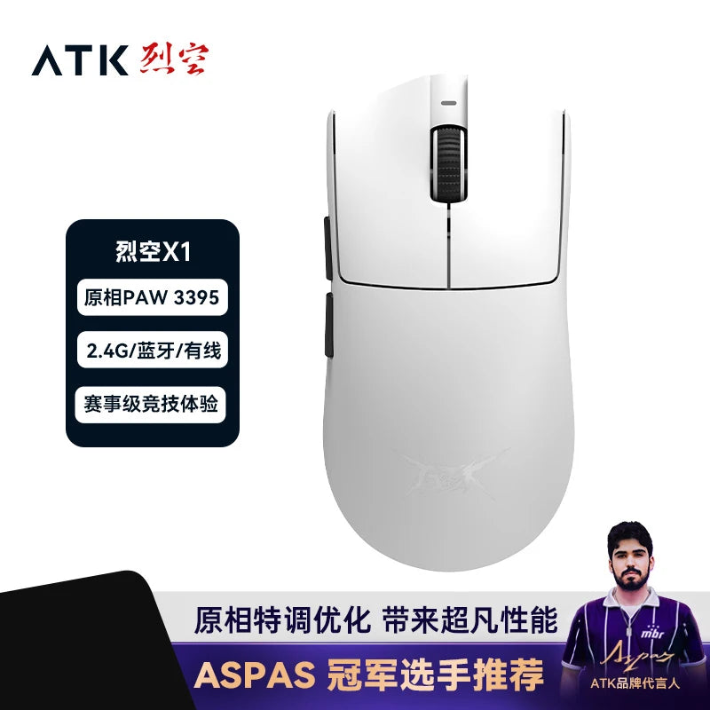 Atk X1 Pro Max Mouse X1 Ultra Wireless Bluetooth Mouse Paw3950/Ultra 8k Lightweight 49g 2 Mode Mouse Fps Gamer Mouse Custom Gift
